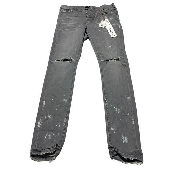 Purple Brand Jeans Mens 29 Distressed P001 Slim Fit Low Rise Skinny Gray NWT - Picture 1 of 10